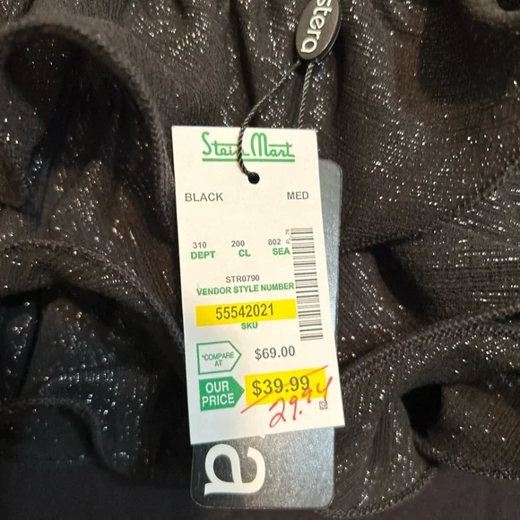 NWT Stera Top Size M Medium Black Silver Shimmer Layered Ruffle Neckline… - Picture 5 of 10